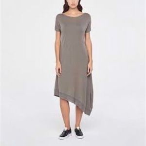Sarah Pacini | Asymmetrical Hem Linen Blend Midi Dress One Size